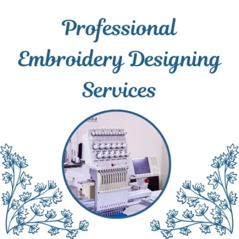 Professional embroidery digitizing services creating a vibrant logo on a fabric with state-of-the-art machinery.